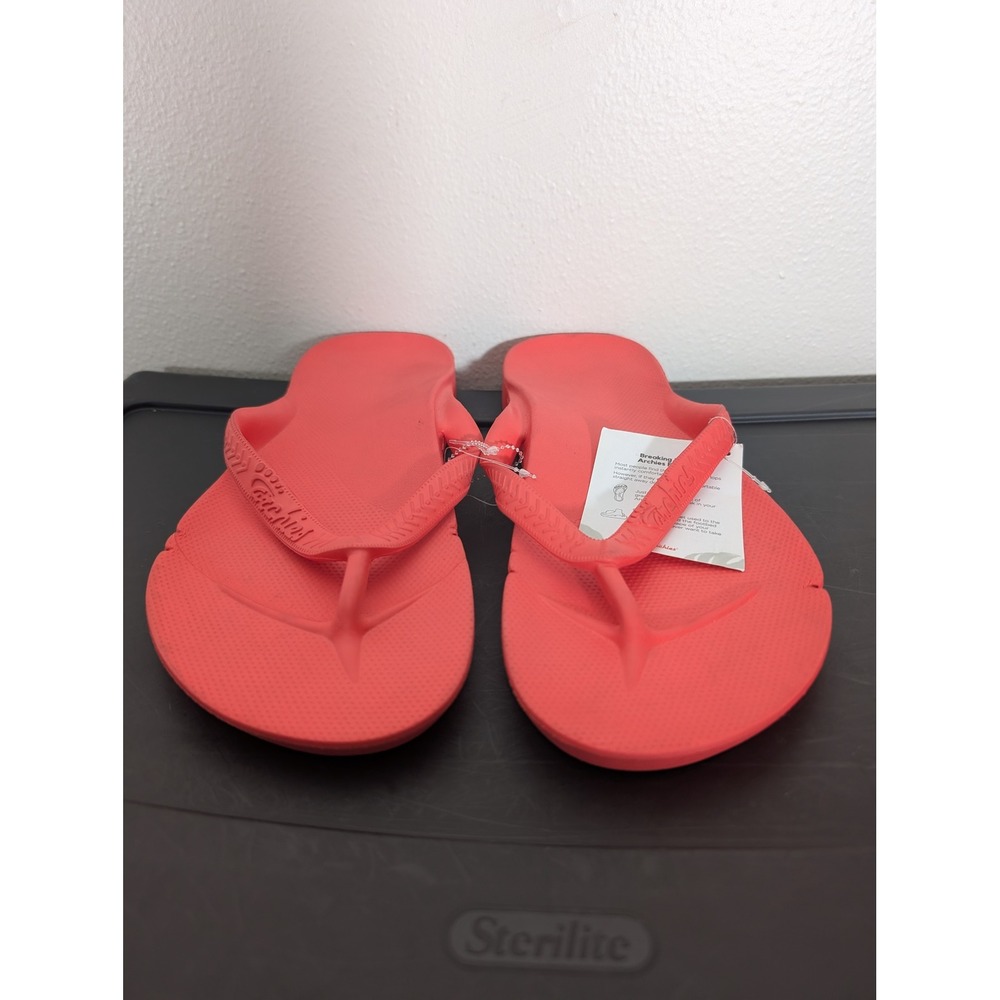 Archies Arch Support Men 15 Flip Flops Coral Red Orthotic Sandals NEW Recovery - Picture 9 of 12